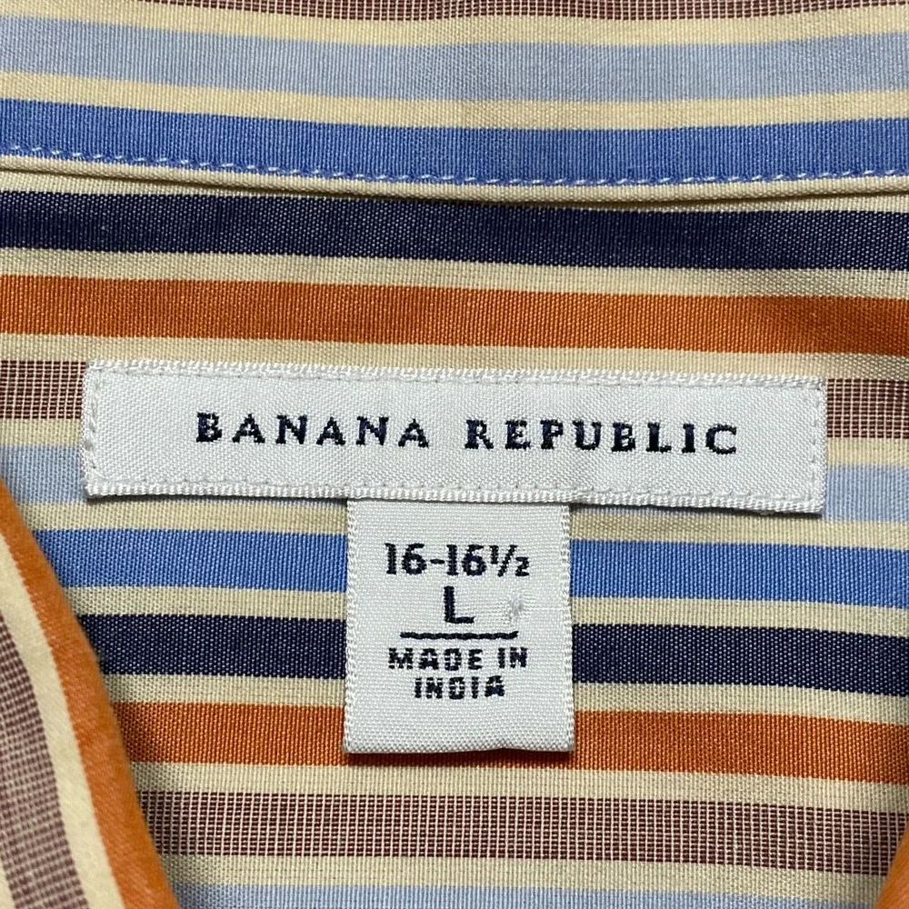 Banana Republic Mens Dress Shirt  Sz L  16-16 1/2 Long Sleeve Multicolor Striped